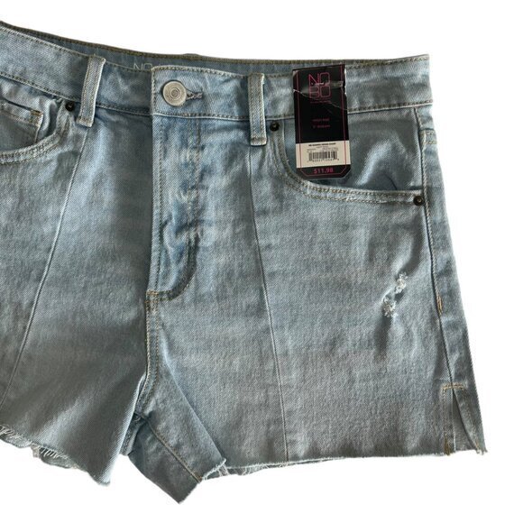 No Boundaries Women's High Rise Denim Shorts Size 9 Light Wash Distressed - Picture 6 of 9